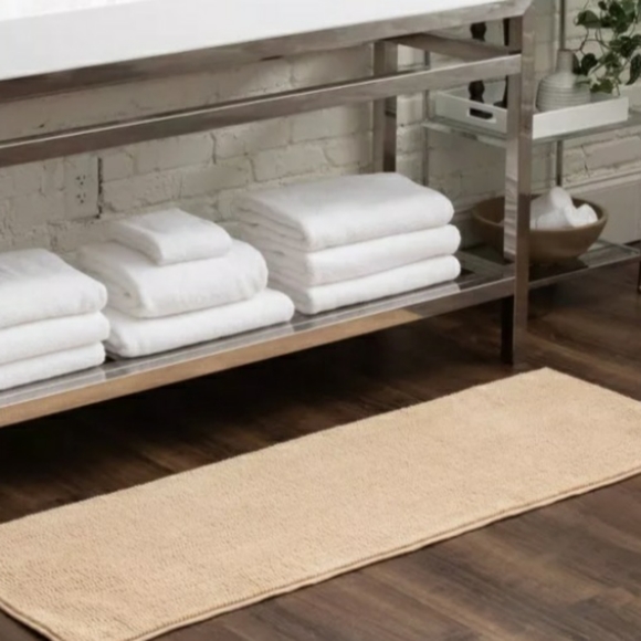 Room Essentials Chenille Bath Runner Mat Rug Tan - Picture 1 of 7